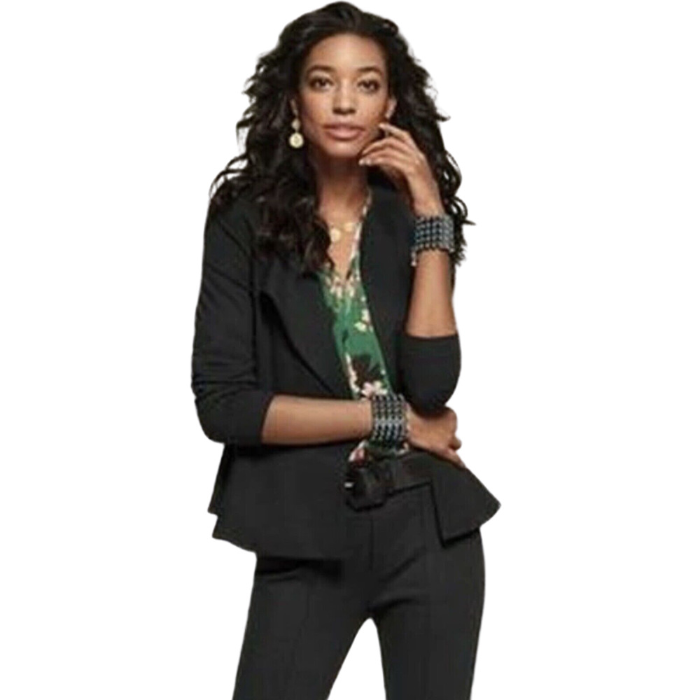 CABI Black Agency Blazer Jacket Knit Stretch Peplum Career Women's Size 8